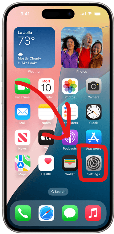 highlighting iphone settings icon